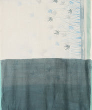 Load image into Gallery viewer, Green & Blue Flower Hand Painted Saree With Blouse Piece