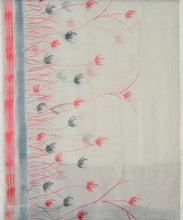 Load image into Gallery viewer, Orange & Grey Flower Hand Painted Saree With Blouse Piece