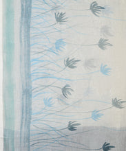 Load image into Gallery viewer, Green & Blue Flower Hand Painted Saree With Blouse Piece