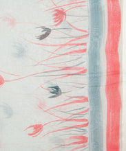 Load image into Gallery viewer, Orange & Grey Flower Hand Painted Saree With Blouse Piece