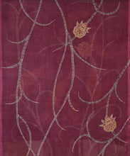 Load image into Gallery viewer, Maroon & Yellow Leaves Eco Print Saree With Blouse Piece