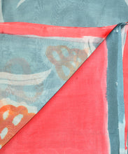 Load image into Gallery viewer, Orange Flower Hand Painted Saree With Blouse Piece