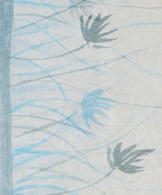 Load image into Gallery viewer, Green & Blue Flower Hand Painted Saree With Blouse Piece