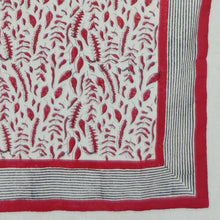 Load image into Gallery viewer, Red Hand Block Printed Small Leaves Bed Cover