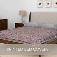 Load image into Gallery viewer, Red Hand Block Printed Small Leaves Bed Cover