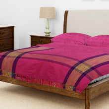 Load image into Gallery viewer, Plain Pink With Purple Border Bedcover