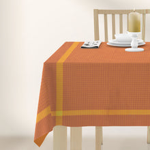 Load image into Gallery viewer, Brown With Yellow Checks & Border Table Cloth