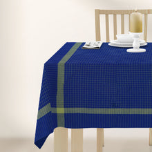 Load image into Gallery viewer, Navy Blue With Green Checks & Border Table Cloth