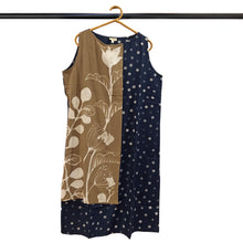 Load image into Gallery viewer, Beige & Navy Blue Batik Sleeveless Dress