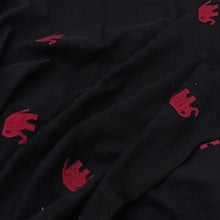 Load image into Gallery viewer, Black With Red Elephant Jamdani Motif Fabric
