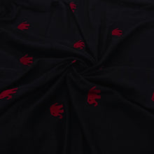 Load image into Gallery viewer, Black With Red Elephant Jamdani Motif Fabric