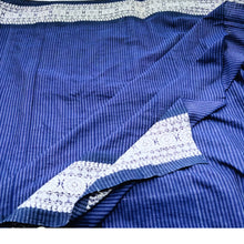 Load image into Gallery viewer, Blue & White Stripes Woven Border Fabric