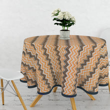 Load image into Gallery viewer, Brown & Orange Zig Zag Printed Table Cloth