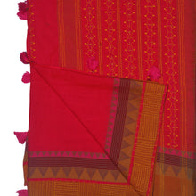 Load image into Gallery viewer, Cotton Red With Woven & Kantha Border Saree