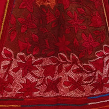 Load image into Gallery viewer, Dark Red Colour Base Kantha Stitched Stole