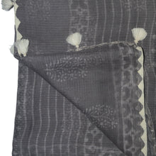 Load image into Gallery viewer, Deep Grey With White Printed Kota Saree