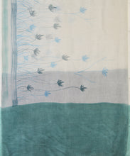 Load image into Gallery viewer, Green & Blue Flower Hand Painted Saree With Blouse Piece