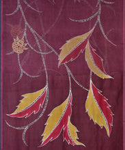 Load image into Gallery viewer, Maroon & Yellow Leaves Eco Print Saree With Blouse Piece