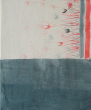 Load image into Gallery viewer, Orange & Grey Flower Hand Painted Saree With Blouse Piece