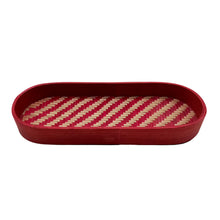 Load image into Gallery viewer, Red Bamboo Oval Shape Tray
