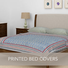Load image into Gallery viewer, Red Border Blue Flower Design Bedcover