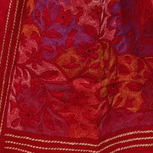 Load image into Gallery viewer, Red Colour Base Kantha Stitched Stole