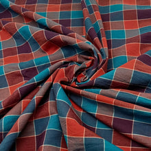 Load image into Gallery viewer, Rust & Teal Checks Weave Fabric