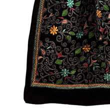 Load image into Gallery viewer, Black Colour Base With Multicolour Floral Kantha Stitched Stole