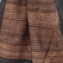 Load image into Gallery viewer, Tassar Brown & Grey Printed Stole