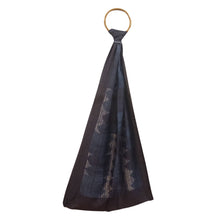 Load image into Gallery viewer, Tassar Navy Blue Printed With Border Stole