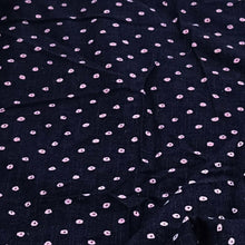 Load image into Gallery viewer, Navy Blue With Pink Dots Fabric