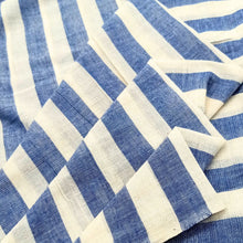 Load image into Gallery viewer, White & Blue Stripes Fabric