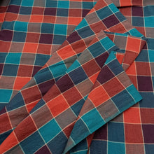Load image into Gallery viewer, Rust & Teal Checks Weave Fabric