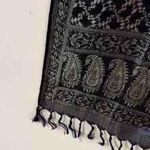 Load image into Gallery viewer, Navy Blue & Sliver Benarasi Stole