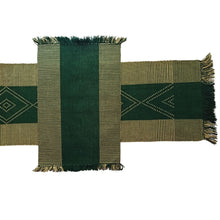 Load image into Gallery viewer, Green With White Bordered Table Mat With Runner-Set Of 4 Pcs