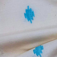 Load image into Gallery viewer, White With Blue Jamdani Leaf Motif Fabric