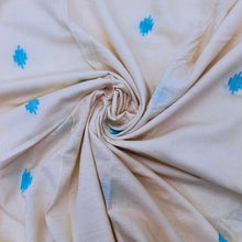 Load image into Gallery viewer, White With Blue Jamdani Leaf Motif Fabric