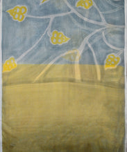 Load image into Gallery viewer, Yellow Leaves Hand Painted Saree With Blouse Piece