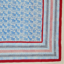 Load image into Gallery viewer, Red Border Blue Flower Design Bedcover
