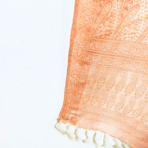 Light Peach Handwoven Banarasi Silk Stole