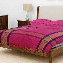 Load image into Gallery viewer, Pink With Purple Buti &amp; Border Bedcover
