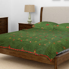 Load image into Gallery viewer, Multicolour Leaves Kantha Embroidery Bedcover
