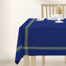Load image into Gallery viewer, Navy Blue With Green Checks &amp; Border Table Cloth
