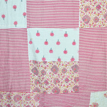 Load image into Gallery viewer, Pink &amp; White Patchwork Bedcover

