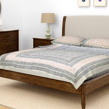 Load image into Gallery viewer, Geometric Design Block Printed Bedcover With Pillow Covers-2Pcs

