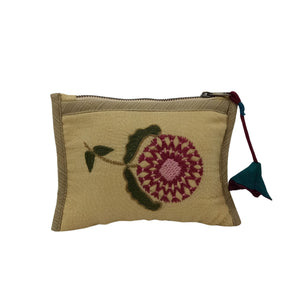 Beige Flower Design Coin Bag