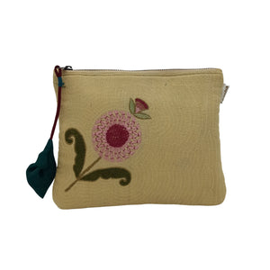 Beige Flower Design Toilet Bag