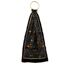 Load image into Gallery viewer, Black Colour Base With Multicolour Floral Kantha Stitched Stole
