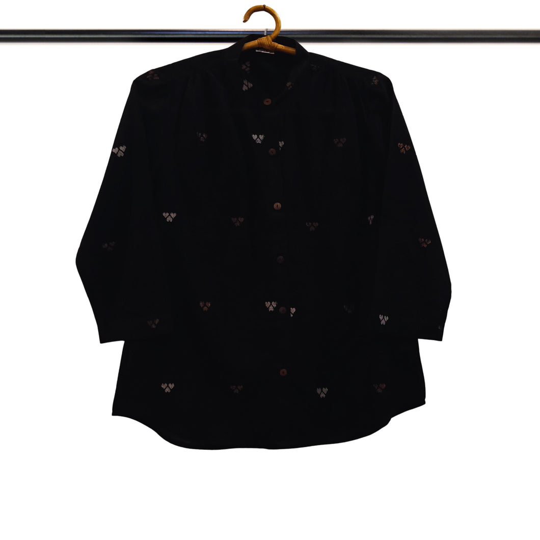 Black Jamdani Motif Top