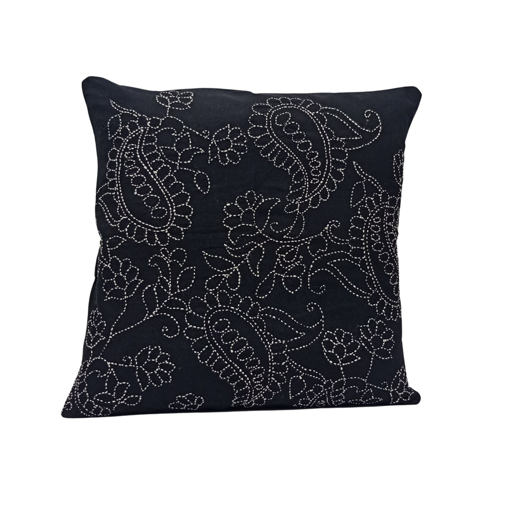 Black Paisley Design Cushion Cover